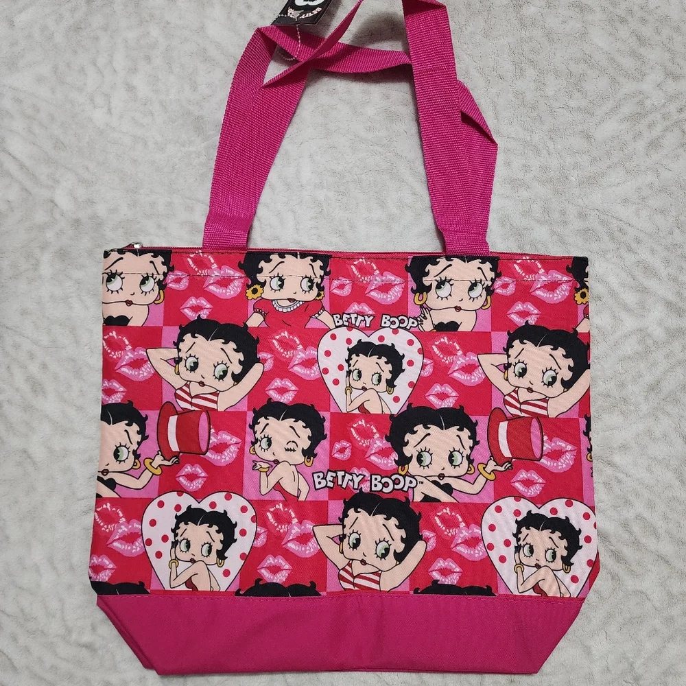 BETTY BOOP SHOULDER TOTE BAG WITH ATTACHED COIN PURSE, PINK
